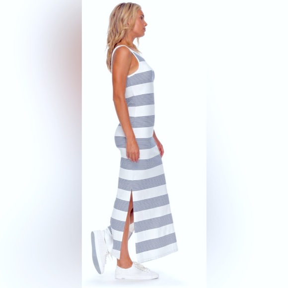 NWT Womens Roxy Dresses Bold Stripe Tuba Tank Midi Dress Marshmallow - Picture 4 of 7